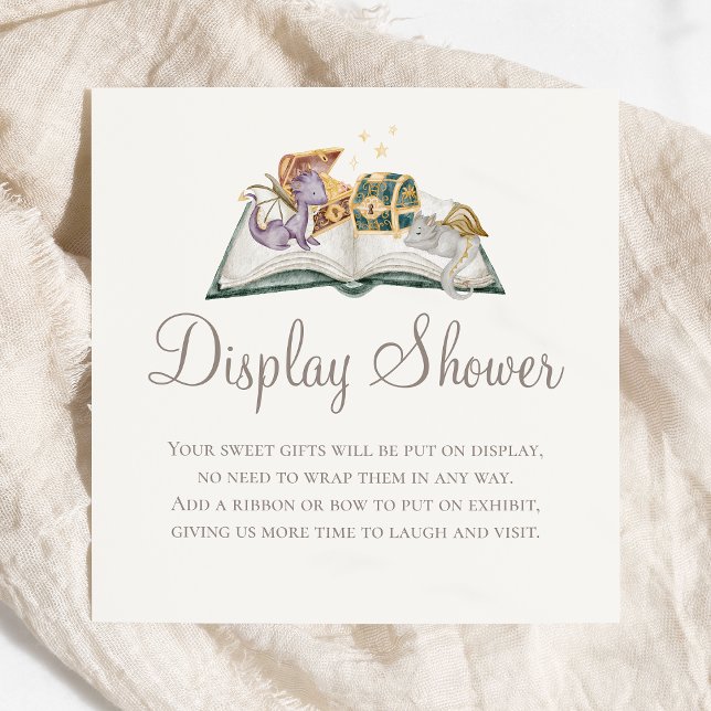 Boho Storybook Dragon Baby Shower Display Shower Enclosure Card (Creator Uploaded)