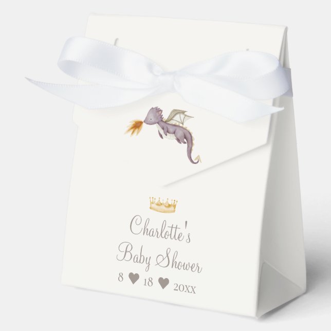 Boho Storybook Dragon Baby Shower Favor Box (Front)