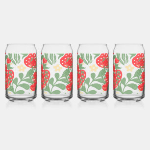 Boho Strawberries Can Glass