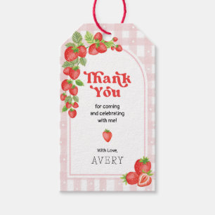 Boho Strawberry Berry First Birthday Thank You Gift Tags