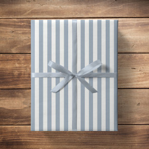 Boho Stripe Striped Coastal Minimalist Blue White Wrapping Paper