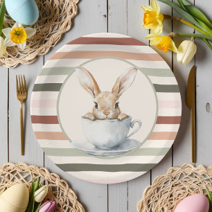Boho Stripes & Bunny Easter Paper Plate