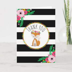 Boho Stripes Fox Baby Shower Thank You