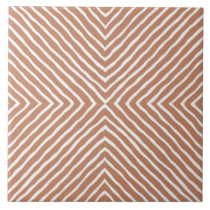 Boho Stripes Pattern (Terracotta and White) Tile