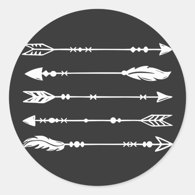 Boho Style Arrows in White Classic Round Sticker (Front)