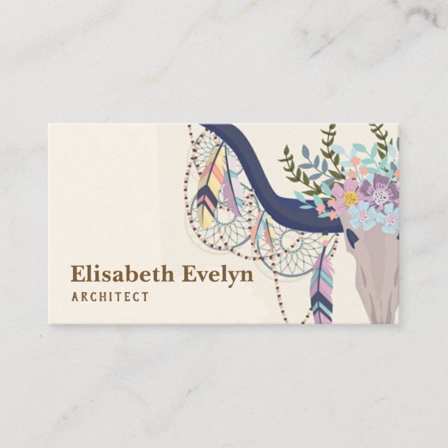 Boho style background business card (Front)