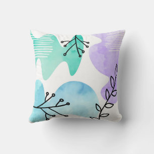 Boho Style Bohemian Minimalist Blob Shape Line Art Throw Pillow