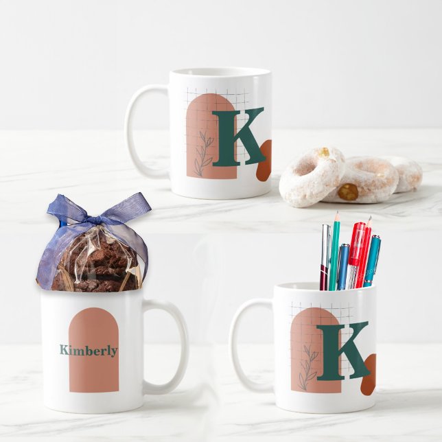 Boho Style Custom Monogram and Name Coloured Coffee Mug (Creator Uploaded)