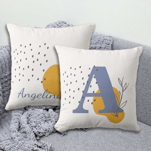 Boho Style Custom Monogram and Name Throw Pillow (Creator Uploaded)