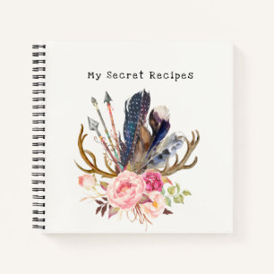 Boho Style customizable Recipes Spiral Notebook