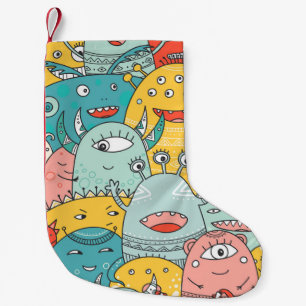 Boho style cute monsters, seamless. small christmas stocking