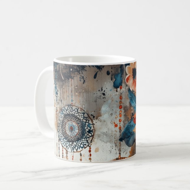 Boho style design with dreamcatchers coffee mug (Front Left)