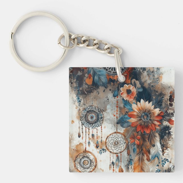 Boho style design with dreamcatchers keychain (Front)