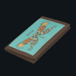 Boho Style Dragonfly Art Teal Personalised Trifold Wallet<br><div class="desc">Stylish personalised wallet with patterned dragonfly art on teal background (color can be customised)</div>