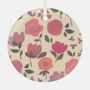 Boho Style Dust Floral Pattern. Glass Ornament
