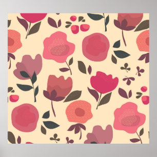 Boho Style Dust Floral Pattern. Poster