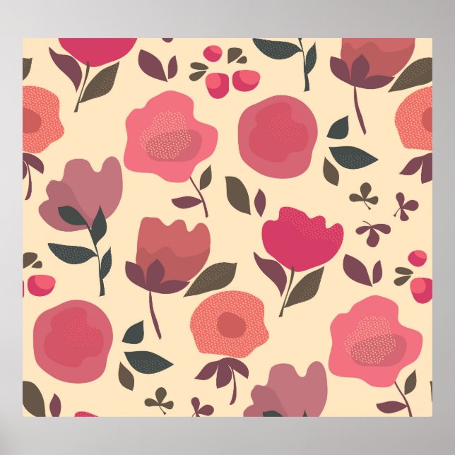 Boho Style Dust Floral Pattern. Poster (Front)