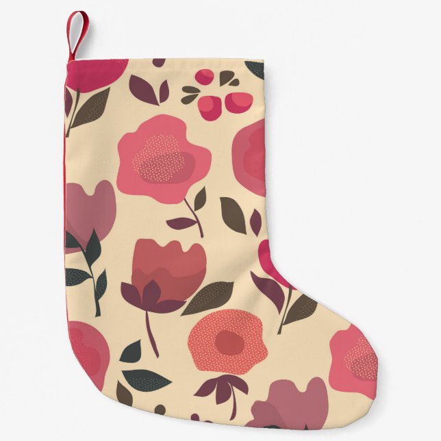 Boho Style Dust Floral Pattern. Small Christmas Stocking (Front)