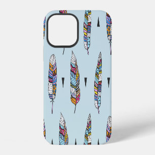 Boho Style Feather Hand Drawn iPhone 12 Case