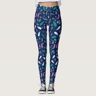 boho style feathers pattern leggings