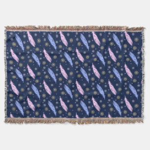 boho style feathers pattern. throw blanket