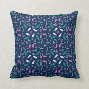 boho style feathers pattern throw pillow