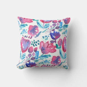 boho style floral rustic hand drawn illustration. throw pillow