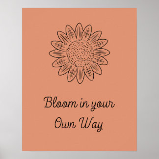 Boho Style Flower Minimalist Bloom motivation Poster