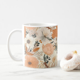 Boho style flowers pattern light colours coffee mug