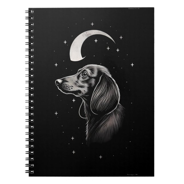 Boho-Style Minimalist Line Art Of a Dachshund Notebook (Front)