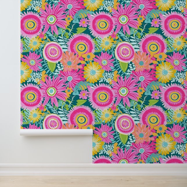 Boho style pink flowers wallpaper (Application)