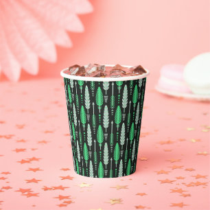 boho style retro ethnic feather green pattern paper cups