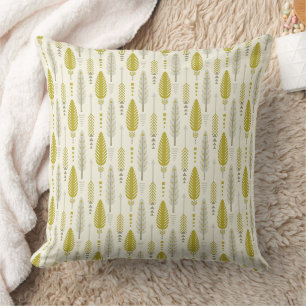 boho style retro ethnic feather yellow pattern throw pillow