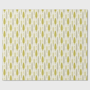boho style retro ethnic feather yellow pattern wrapping paper