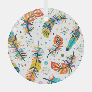 Boho style, seamless feather pattern. glass ornament