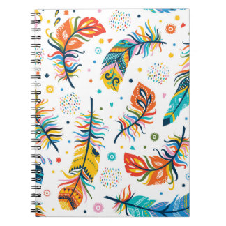 Boho style, seamless feather pattern. notebook