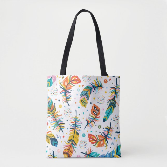 Boho style, seamless feather pattern. tote bag (Front)