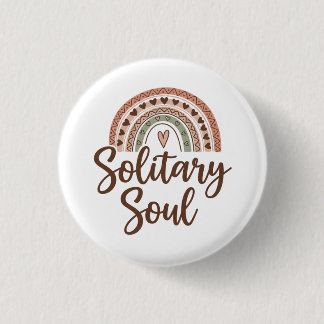 Boho style solitary soul design 1 inch round button