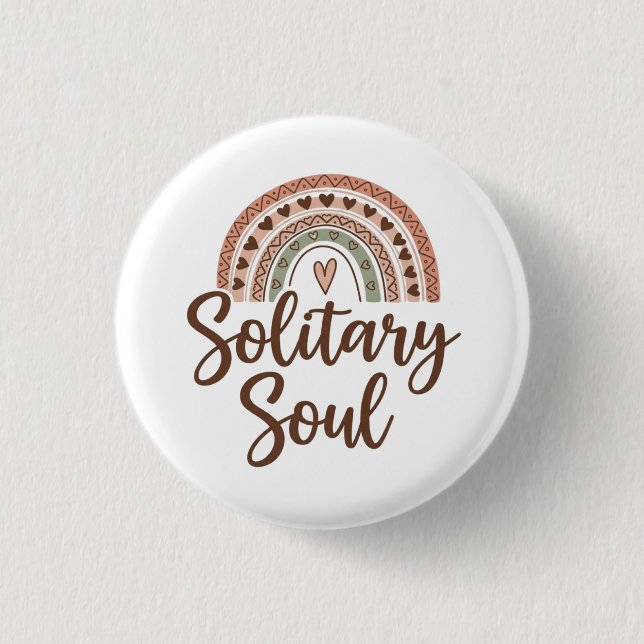 Boho style solitary soul design 1 inch round button (Front)