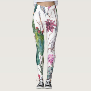 Boho Style, Vintage Cactus Watercolor. Leggings