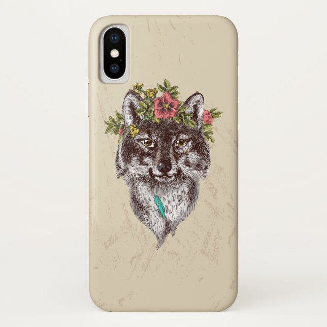 Boho Style Wolf Halo Portrait Case-Mate iPhone Case (Back)