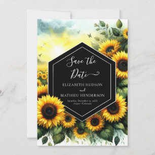 Boho Stylish Sunflower Wedding Save The Date