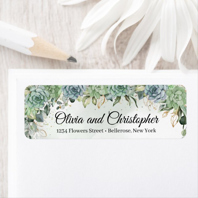 Boho succulent eucalyptus faux cadre or (En situation)