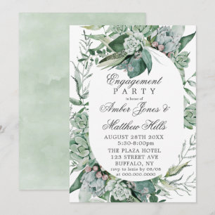 Boho Succulent Greenery Engagement Party Invitation