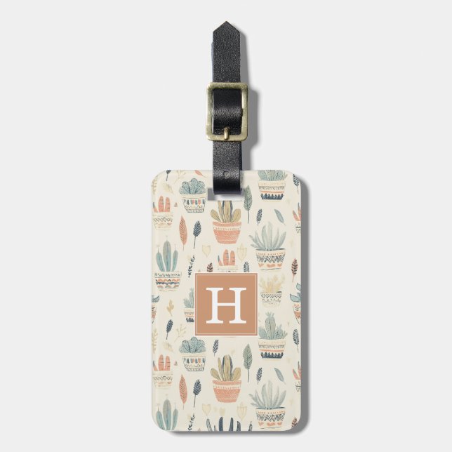 Boho Succulents And Cacti Luggage Tag (Front Vertical)