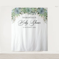 Boho succulents eucalyptus gold frame baby shower