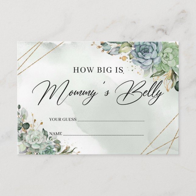Boho succulents greenery How big is mommy's belly Enclosure Card (Front)