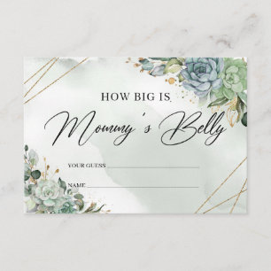 Boho succulents greenery How big is mommy's belly Enclosure Card