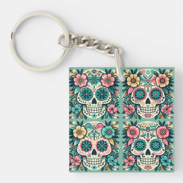 Boho SugarSkulls  Keychain (Front)
