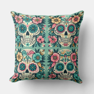 Boho SugarSkulls Throw Pillow